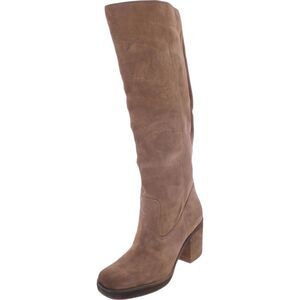 ZODIAC Womens Beige Padma Round Toe Block Heel Leather Heeled Boots 6 M